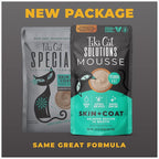 Tiki Cat Solutions Mousse Skin & Coat Mousse, Salmon Recipe, Specially Formulated with Omega Fatty Acids, Functional Wet Cat Food for Adult Cats, 2.4 oz. Pouch (12 Count)