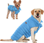 SPACE LION Puffer Jacket, Down Winter Coat, Waterproof, Windproof, Lightweight Jacket, Adjustable Fit for Medium Dogs(Blue,L)