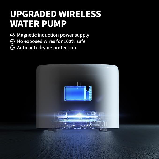 PETKIT Eversweet 3 Pro Cat Water Fountain with Wireless Pump, 1.35L/46oz Stainless Steel Pet Fountains for Cats Indoor, Automatic Water Dispenser Ultra Quiet, App Monitoring
