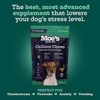 Moe’s Calming Chews for Dogs 90ct – Natural Anxiety Relief with Hemp, Chamomile, and Tryptophan – Calming Dog Treats for Separation, Fireworks, Travel and Storms (Peanut Butter)