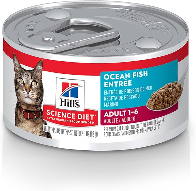 Hill's Science Diet Adult 1-6, Adult 1-6 Premium Nutrition, Wet Cat Food, Ocean Fish Minced, 2.9 oz Can, Case of 24