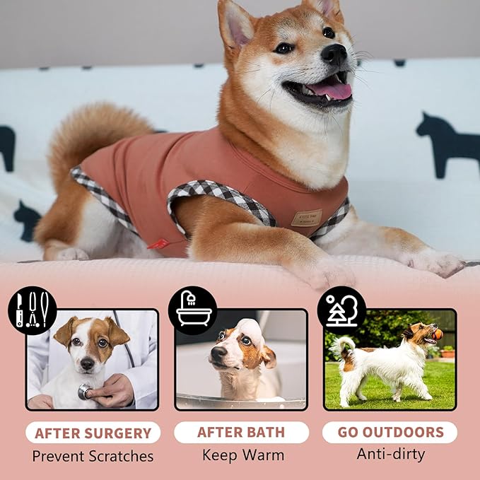 KYEESE 2Pack Dog Shirt Soft T-Shirt Sleeveless Shirts Vest Lightweight Fleece Coats Sweatshirt Stretchy Clothes Sweater for Medium Dogs, Brown+Khaki, XXL