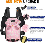 Pawaboo Pet Carrier Backpack, Adjustable Pet Front Cat Dog Carrier Backpack Travel Bag, Legs Out, Easy-Fit for Traveling Hiking Camping for Small Medium Dogs, Large Size, Black + Pink Daisy