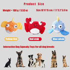 Squeak Dog Toys For Aggressive Chewers, Interactive Dog Toy Ball With Crinkle Paper, No Stuffing, Perfect For Medium Dogs, Large & Small Breeds (C-Yellow Fish)