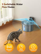Wireless Stainless Steel Cat Water Fountain- Safe Water-Electric Isolation, 3.5L Capacity with 4000mAh Detachable Battery, XL Filter, Ultra-Quiet Pump, Battery Operated Smart Sensing for Cats & Pets