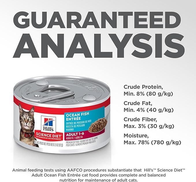 Hill's Science Diet Adult 1-6, Adult 1-6 Premium Nutrition, Wet Cat Food, Ocean Fish Minced, 2.9 oz Can, Case of 24