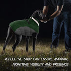 FUAMEY Dog Coat for Large Dogs,Waterproof Dog Winter Jacket with Harness Built in Puppy Cold Weather Coats Reflective Pet Vest with Zipper Warm Fleece Dogs Snowsuit Windproof Green XXXL