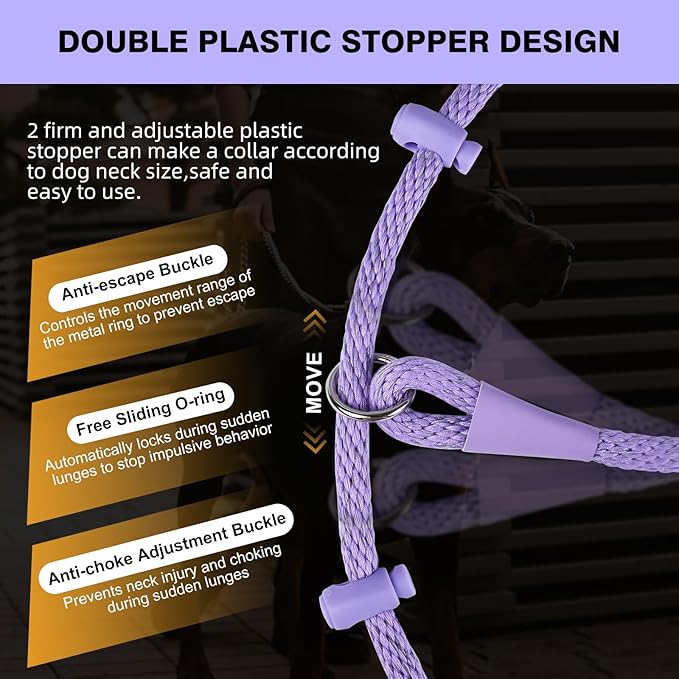 Lynxking Dog Leash Slip Lead Reflective Breathable Rope Comfortable Strong No Pull Slip On Pet Training Lead for Dogs