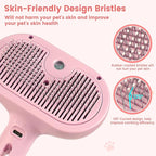 Steam Brush for Shedding Pets - Self-Cleaning Grooming Comb with Water Tank for Long & Short Haired Cats and Dogs (Pink)