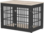 38 Inch Heavy Duty Dog Crate Furniture for Large and Medium Dogs, Decorative Pet House End Table, Wooden Cage Kennel Furniture Indoor, Grey