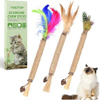 TINDTOP Silvervine Chew Sticks for Cats, Natural Catnip Chew Toys for Kittens Teeth Cleaning, Matatabi Dental Care, Increase Appetite, Calm Cat Anxiety and Stress, Cat Dental Toy (3 Pack)
