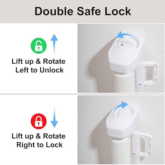 150″ Retractable Baby Gate – 34″ Tall Extra Wide Safety Gate for Large Hallways, Open Areas, Pet Zones – Durable Mesh Gate for Kids and Dogs, White