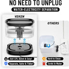 Veken Cat Water Fountain with Detachable Tank, Easy to Clean & Assemble, 84oz/2.5L Automatic Pet Drinking Dispenser with Quiet Operation & LED Light for Cats, Dogs and Small Pets, Black