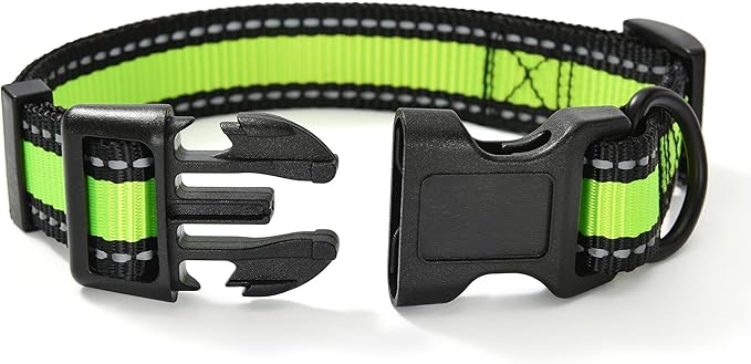 Mile High Life Dog Collar | Nylon Reflective Dog Collars | Light Weight Puppy Collars | Lime Green Dog Collars for Small Dogs (Lime Green, X-Small)