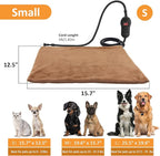 Upgraded Pet Heating Pad, 5 Adjustable Temperature & Timer, Electric Heated Dog Cat Bed for Winter, Auto Power-Off, Waterproof Chew-Resistant (S:16'' x 13'')