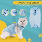 Avont Cat Recovery Suit - Kitten Onesie for Cats After Surgery, Cone of Shame Alternative Surgical Spay Suit for Female Cat, Post-Surgery or Skin Diseases Protection -Blue(S)