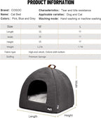 Cat Bed for Indoor Cats -Premium Pet Beds for Cats and Small Dogs, Cat Bed Cave, Comfortable Covered Cat Bed, Cat Tent, Kitten Bed, Small Animal Bed and Cat Hut with Cushioned Pillow (Medium, Grey)