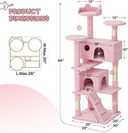 MoNiBloom 60 Inch Cat Tree Tower for Indoor Cats Large Adults, Pink Cat Tower with Scratching Post, Multi-Level Furniture Activity Center with Cat Condo Pet Play House, Soft Pink