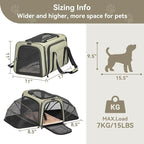 Petsfit Expandable Cat Dog Carrier Airline Approved, 17" L x 11" W x 11" H Soft-Sided Portable Pet Travel Carrier for Kitten, Puppy, Removable Soft Plush Mat and Pockets, Auto-Locking Zippers