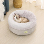 Cat Bed for Indoor Cats,Round Cat Bed for Small Pets,Washable Pet Bed with Non-Skid Bottom,Pet Bed for Puppy and Kitty,19 Inches,Grey