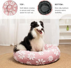 Donut Dog Beds for Medium Dogs, Calming Round Cat Beds for Indoor Cats, Cute 3D Textured Flower Pet Bed with Removable Washable Cover and Anti-Slip Bottom（Pink，30"）