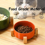 Petygooing Ceramic Dog Cat Bowl Set with Stand - Medium Dog Bowls, Anti-Slip Set of 2 - 28 OZ /3.6 Cups - Rust Red