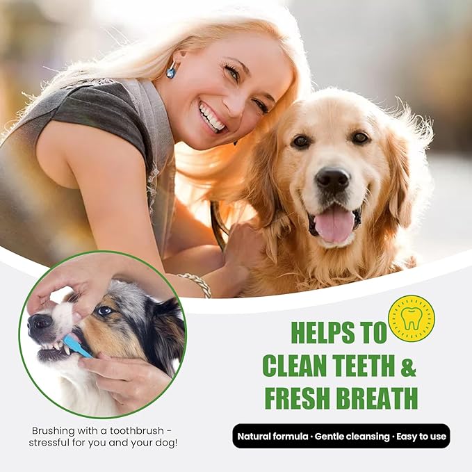 Dog Dental Powder with Probiotics & Brown Algae – Advanced Plaque Remover for Dogs, Teeth Cleaning Formula to Reduce Tartar & Freshen Breath, 90g Pet Dental Care Supplement (90, Grams)