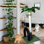 Cat Scratching Post,29.5 Inches Tall Palm Tree Cat Scratcher,Natural Sisal Cat Scratching Posts with Interactive Balls and Self Groomer Brush for Indoor Cats Cute Kitten Adults Cats(Green)