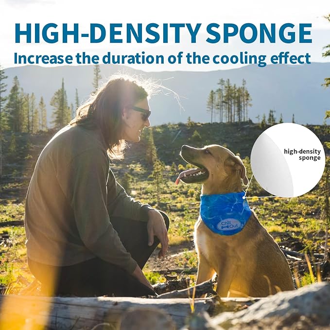 ALL FOR PAWS Cooling Dog Bandana, Ice Bandana for Dogs, Blue, XL, Modern Functional, Unisex, Summer, Dog Cooling Accessories, Neckwear, Water Repellent, Water Ripples Pattern, Pull On Closure