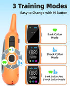 2-in-1 Dog Shock Collar and Bark Collar for Dogs – 3300FT Dog Training Collar with Remote, IP67 Waterproof e Collar with Anti-Bark/Beep/Vibration/Shock Modes for Small Medium Large Dog(8-120Lbs)