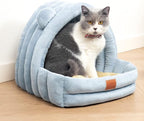 Cat Bed for Indoor Cats, Cat Cave with Reversible Cushion Pillow for All Season, Cat Beds for Indoor Cats, Kitty and Small Dogs, Soft Premium Cotton Cat Bed with Anti-Slip Bottom