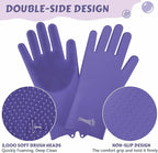 Pecute Heat Resistant Silicone Grooming Gloves with High-Density Teeth and Enhanced Five Finger Design for Bathing and Massaging Dogs and Cats