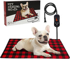 Pet Heating Pad, Adjustable Temperature Heated Dog Bed with Timer, Outdoor Waterproof Heated Pad with Anti-Chew Cord, Overheat Protection Warming Mat for Small and Medium Dogs (M:15.7"x27.6")