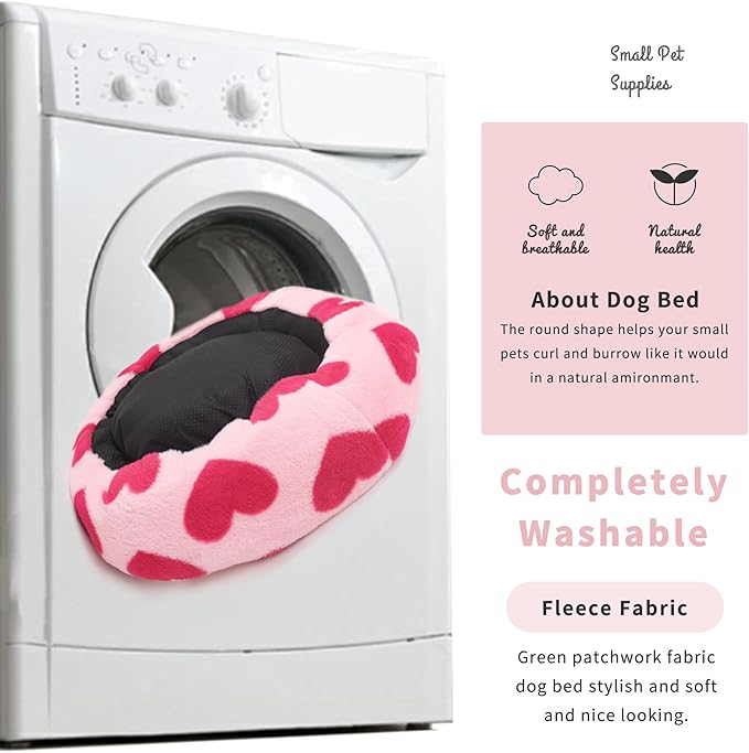 Dog Beds for Small Dogs Pink Princess Round Calming Anti Anxiety Doggie Bed Small Cute Puppy Bed 23 Inch