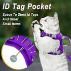 Cat Harness and Leash Set for Walking Escape Proof for Small Large cat Kitten Harness with ID tag Pocket (Purple,S)