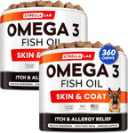 StrellaLab Omega 3 for Dogs - (360Ct) Fish Oil Treats - Allergy & Itch Relief Skin & Coat Supplement - Dry Itchy Skin, Anti Shedding & Hot Spots Treatment - Pet Salmon Oil Chews - Salmon Flavor