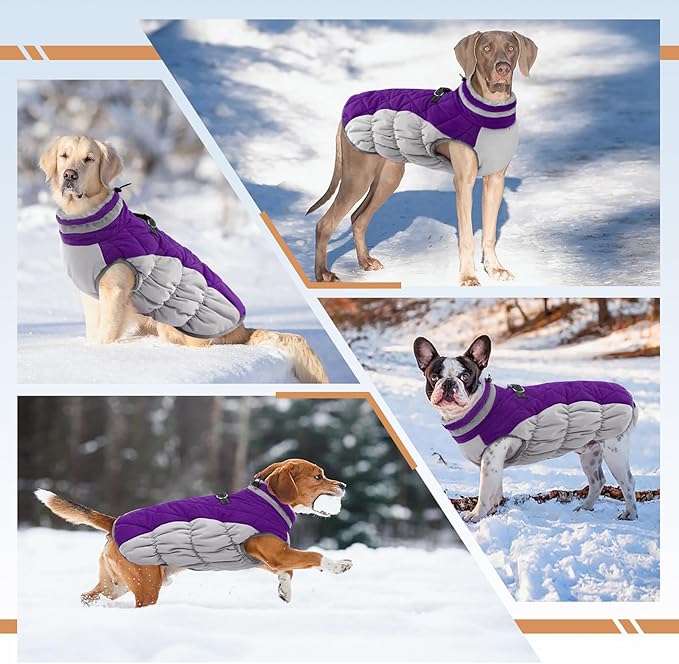 Dog Winter Jacket Cozy Reflective Waterproof Windproof Warm Pet Garment,Comfortable Cold Weather Fleece Apparel Outfits with Zipper Closure for Small Medium Large Dogs Puppy Walking,X-Small
