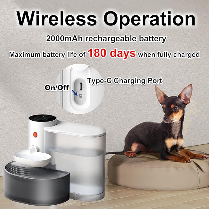 Smart Cat Water Fountain, Filterless 101.5oz/3L Plus Automatic Pet Water Fountain, Wireless Water Dispenser for Cats Inside with Anti-Accidental Touch Mode, Silent Water Pumps and Rechargeable