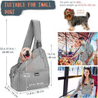 SlowTon Pet Dog Sling Carrier, Hands Free Hard Bottom Papoose Small Animal Puppy Up to 6 lbs Travel Bag Tote Breathable Mesh Support Adjustable Padded Strap Pocket Safety Belt Machine Washable