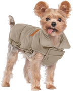 SPACE LION Puffer Jacket, Down Winter Coat, Waterproof, Windproof, Lightweight Jacket, Adjustable Fit for Small Dogs(Khaki,XS)
