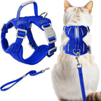 Cat Harness and Leash Set Escape Proof for Kitten Walking, Soft Adjustable Top Handle Vest Harnesses for Cats, Easy Control Breathable Reflective Small Medium Large, Sapphire Blue,S
