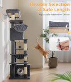 Cat Tree Large Cat Tower Tree 68" Multi-Level Cat Tower for Indoor Cats with Sisal Scratching Posts, Widen Cat Perche, Square Hammock, 2 Widen Condos, Scratching Posts, Grey
