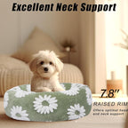 Calming Dog Bed, Dog Beds Fits up to 25 lbs Pets, Fluffy Donut Dog & Cat Bed Washable, Round Anti Anxiety Dog Bed, Small Dog Bed with Non-Slip Bottom (White, 24" x 24")
