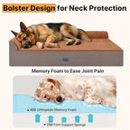 Veehoo Orthopedic Dog Bed for Large Senior Dogs, 7 Inch Thick XXL Memory Foam Dog Bed with L Shaped Bolsters, Orthopedic Pet Couch with Waterproof Liner & Removable Washable Cover, 52"x36"x7"