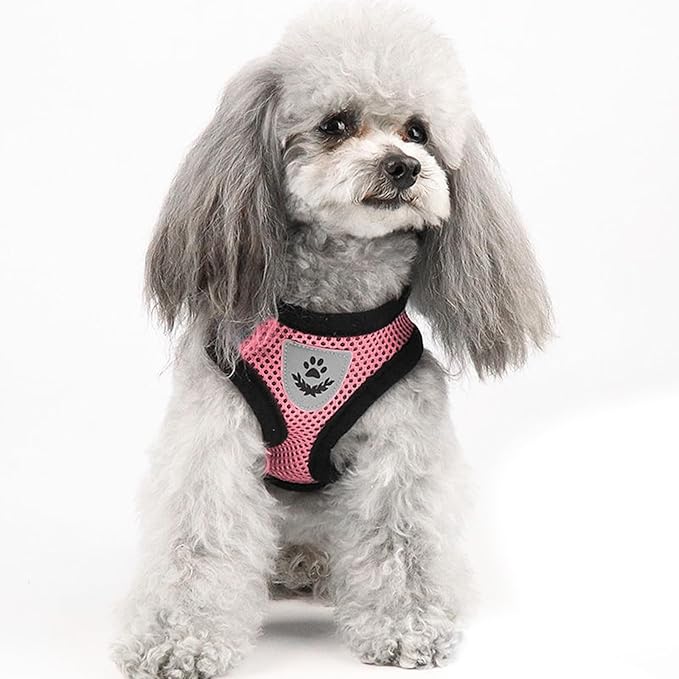 shudyear Summer cat Chest Harness and Leash, Anti-Escape Adjustable Soft mesh cat Leash and Chest Harness Set for All Types of Cats cat Vests (Size XL,Pink)