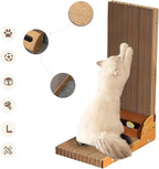 Pawfect L Shape Cat Scratcher with Bell 23.6 Inch Scratching Board with Box Cat Scratching Cardboard with Bell Ball Toy for Indoor Cats