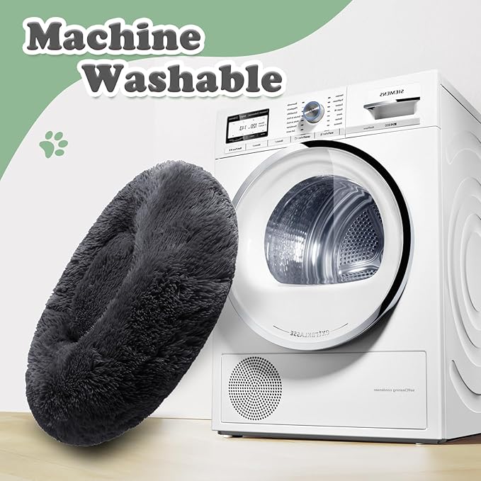 JOLLYVOGUE Dog & Cat Bed, Calming Anti-Anxiety Pet Bed for Small Dogs, Fluffy Donut Cushion for Small and Medium Pets (20")