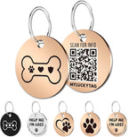 MYLUCKYTAG Stainless Steel QR Code Dog Tags - Scan QR for Instant Pet Location Alerts