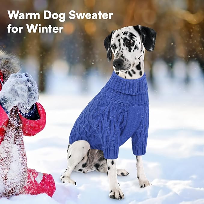 Queenmore Medium Dog Sweater,Dog Sweater for Medium Dogs Boys Girls,Christmas Sweaters for Dogs,DogSweater Knitwear Outfit,Thick Warm Pet Clothes for French Bulldog,Boston Terrier(Royal Blue,M)