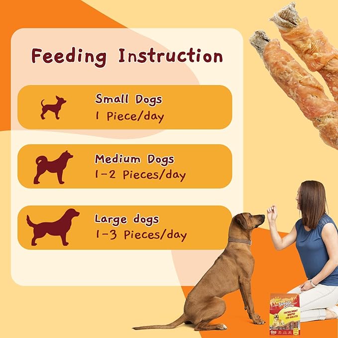 Jungle Calling Dog Treats, High Protein Dog Chewy Treats Health Teeth and Coat, Chicken Wrapped Cod Skin Sticks, Rawhide-Free Cod Fish Skin Treats for Dogs, 10.6 oz